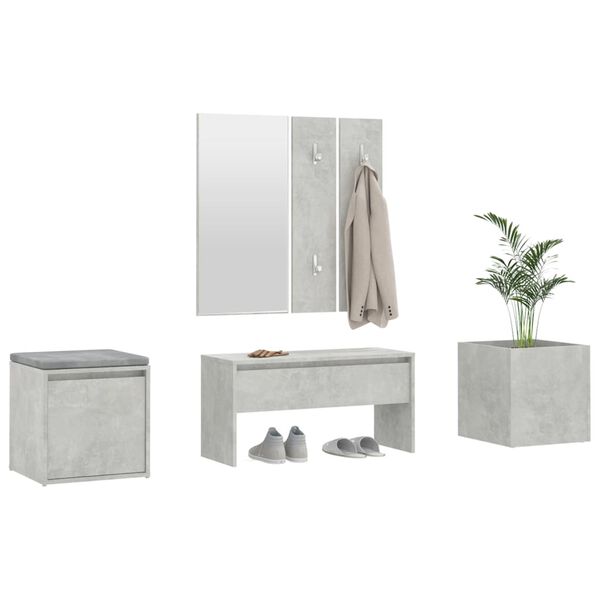 vidaXL Hallway Furniture Set Concrete grey Engineered wood, acrylic