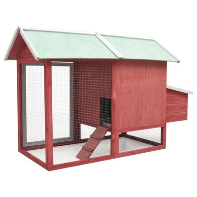vidaXL Chicken Cage Red 66.9"x31.9"x43.3" Solid Pine & Fir Wood