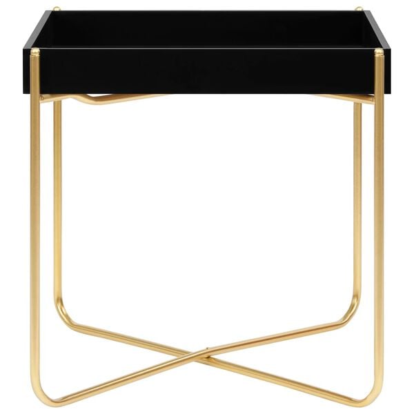 vidaXL Side Table Black and Gold MDF and Steel Small Durable