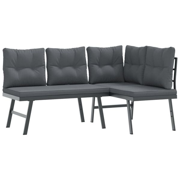 vidaXL Bench Set Black Powder-coated steel Large Modular