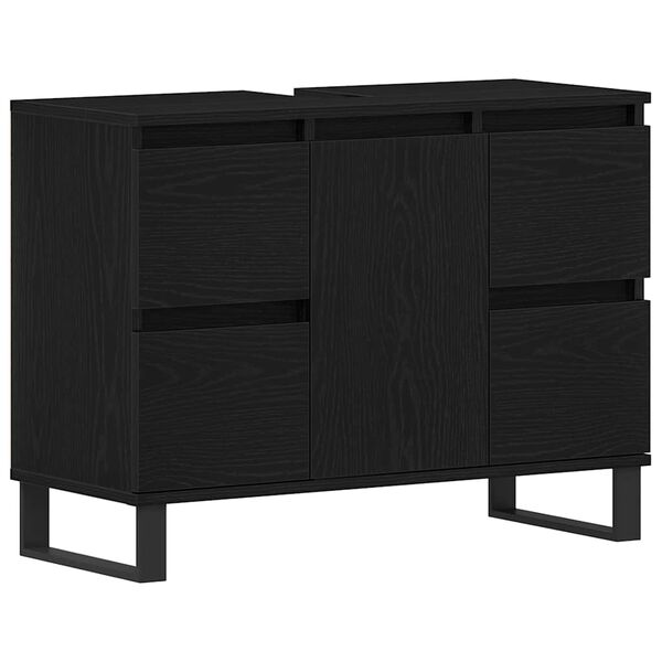 vidaXL Bathroom Cabinet with Drawer Black Oak 31.50 x 12.99 x 23.62 in