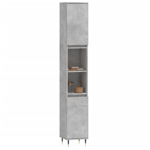 vidaXL Bathroom Cabinet Concrete grey Engineered wood Tall