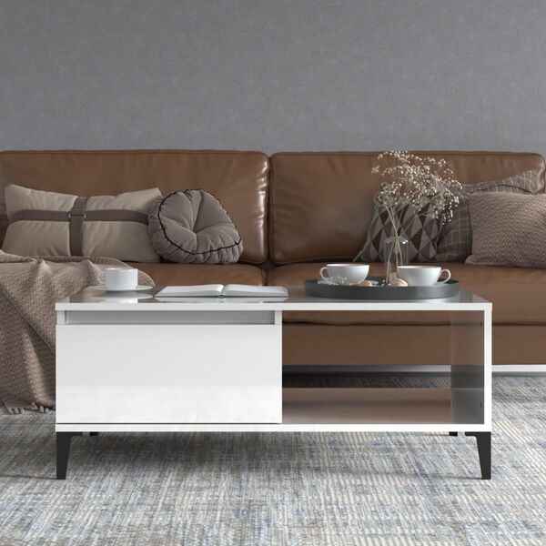 vidaXL Coffee Table High gloss white Engineered wood 35.4 x 19.7 x 14.4 in