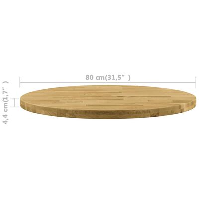 vidaXL Table Top Solid Oak Wood Round 1.7" 31.5"