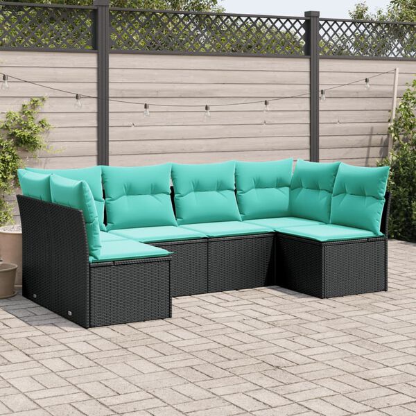 vidaXL Garden Sofa Set Black, Blue