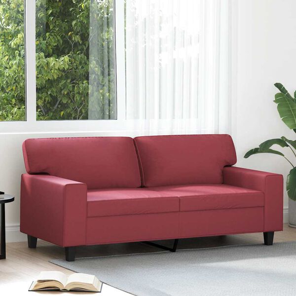 vidaXL 2-seater Sofa Wine Red Faux leather Medium Durable Sofa