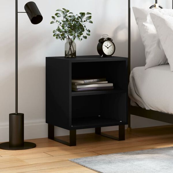 vidaXL Bedside Cabinet Black Engineered wood Medium Bedside Cabinet