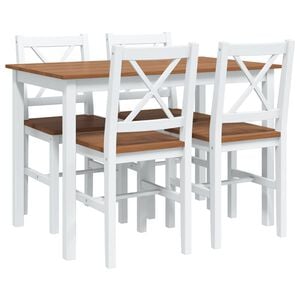 vidaXL Dining Set Brown and White Pine wood Large Durable Dining Set