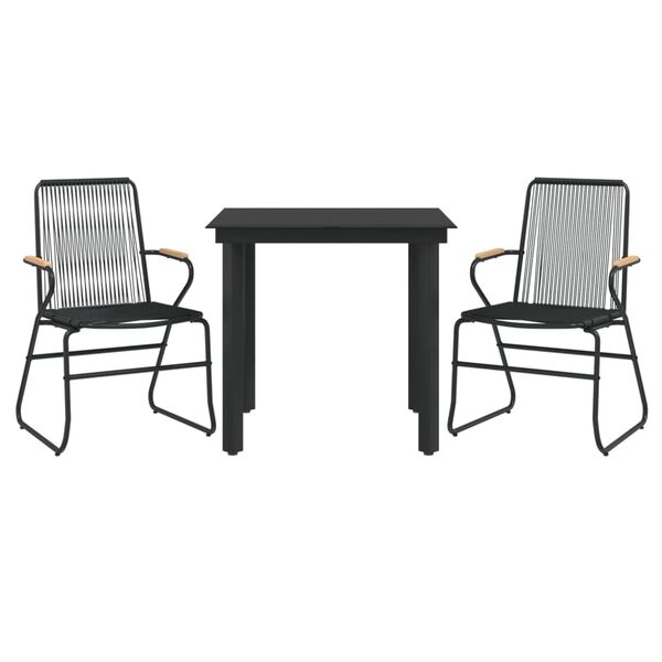 vidaXL Garden Dining Set Black PVC Rattan Small Durable