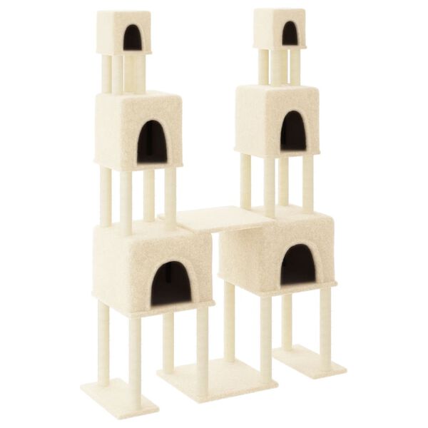 vidaXL Cat Tree Cream Engineered wood, plush, sisal Extra Tall Durable