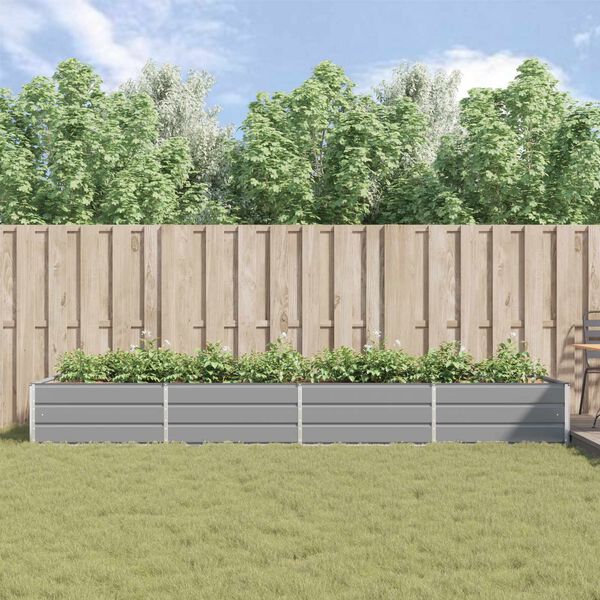 vidaXL Planter Light Grey 195 x 100 x 45 cm Galvanised Steel