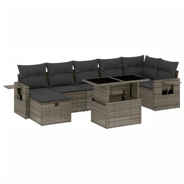 vidaXL Garden Sofa Set Grey PE rattan Large Modular Garden Sofa Set