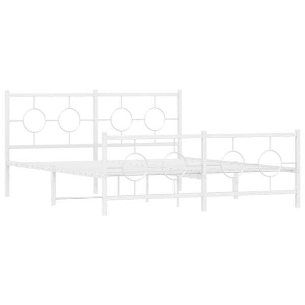 vidaXL Bed Frame White Powder-coated steel Full Bed Frame Rectangular