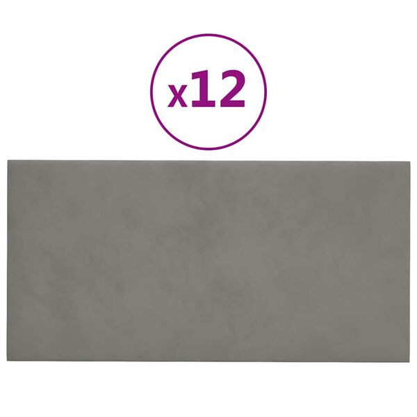 vidaXL Wall Panels 12 pcs Light Gray 23.6"x11.8" Velvet 23.3 ft&sup2;