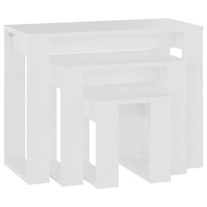 vidaXL Nesting Table Set of 3 White Engineered wood Small Stackable