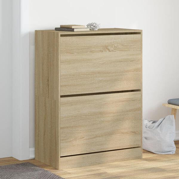 vidaXL Shoe Cabinet Sonoma Oak Engineered Wood Tall Shoe Cabinet