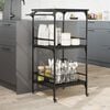 vidaXL Kitchen Trolley Black 23.8"x19.7"x41.3" Engineered Wood