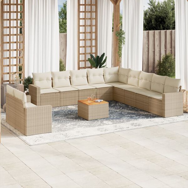 vidaXL Garden Sofa Set Beige, Cream White