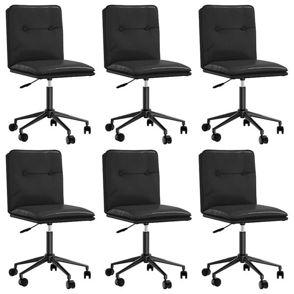 vidaXL Dining Chair Set of 6 Black Faux leather, plywood, metal Standard