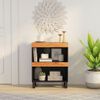 vidaXL Side Cabinet Natural and black Solid acacia wood and iron Medium