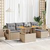 vidaXL Garden Sofa Set Beige PE Rattan Large Adjustable Armrests