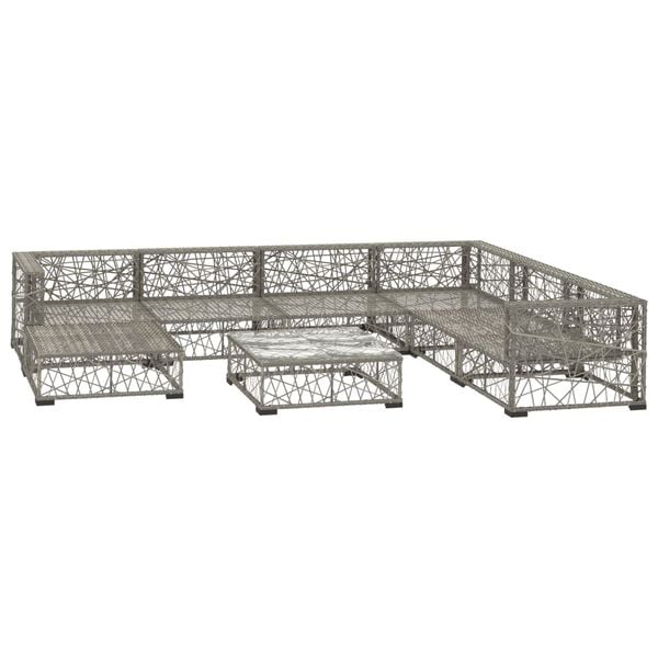 vidaXL Garden Lounge Set Grey PE Rattan Medium Modular
