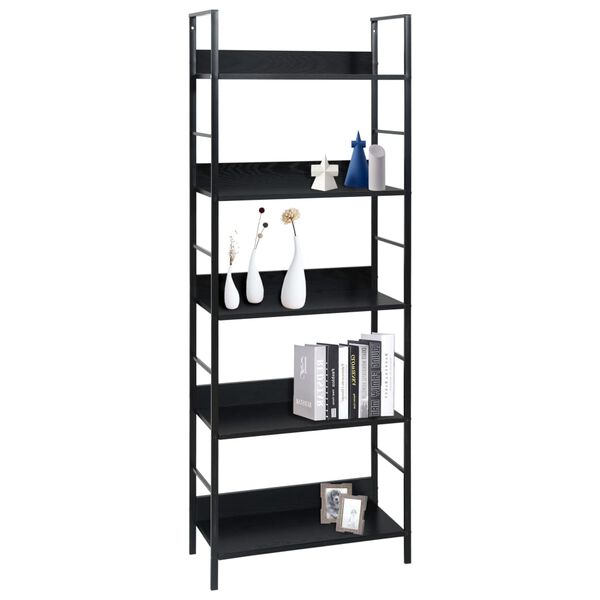 vidaXL Shelf Cabinet Black Engineered Wood 23.6x10.9x62.4 in