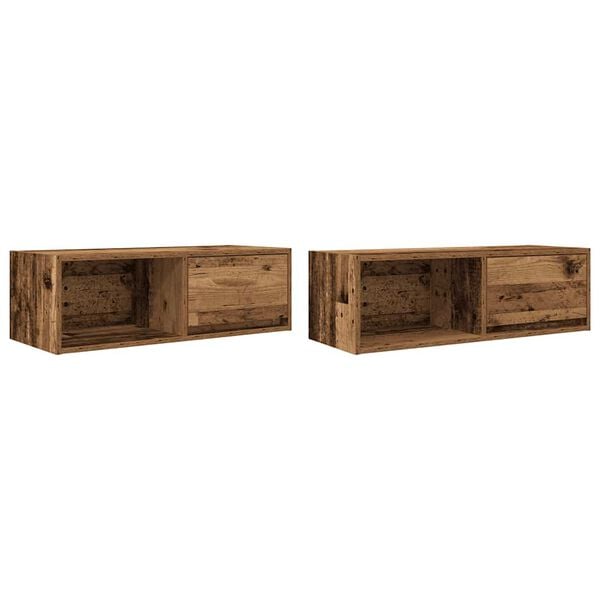 vidaXL TV Cabinet Set of 2 Old wood Engineered wood Medium TV Cabinet