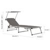 vidaXL Sun Lounger Grey Aluminum, steel and textilene Medium Foldable