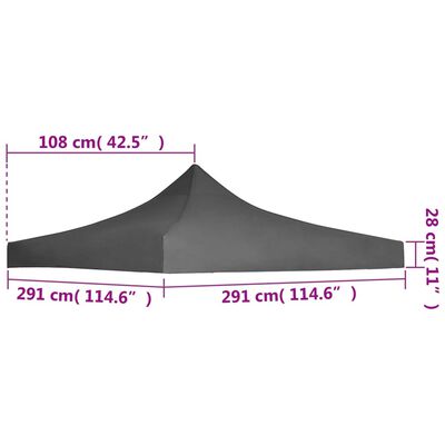 vidaXL Party Tent Roof 118.1"x118.1" Anthracite