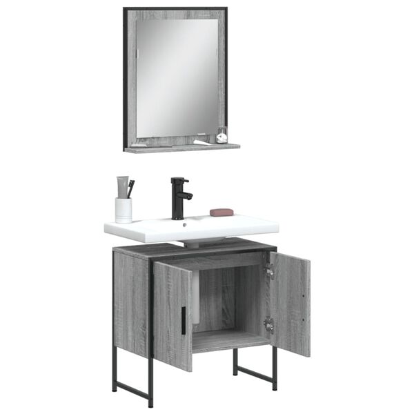 vidaXL Bathroom Cabinet Set Grey Sonoma