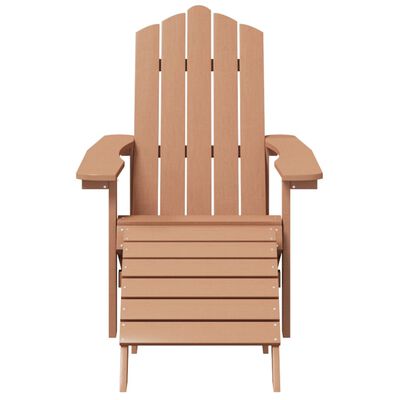 vidaXL Patio Adirondack Chair with Footstool & Table HDPE Brown