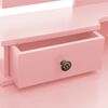 vidaXL Dressing Table Set with Stool Pink 39.4x15.7x57.5" Paulownia Wood