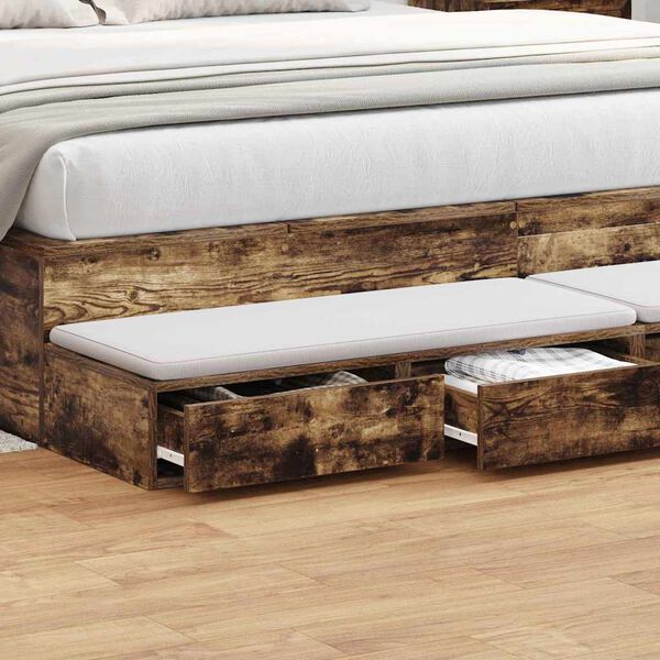 vidaXL Bed Drawers Smoked Oak 78.74 x 14.37 x 6.50 in Engineered Wood