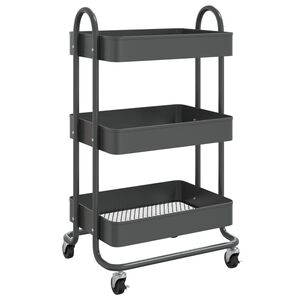 vidaXL 3-Tier Trolley Anthracite 16.9"x13.4"x31.1" Steel