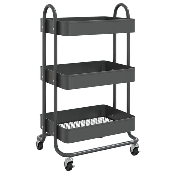 vidaXL 3-Tier Trolley Anthracite 16.9"x13.4"x31.1" Steel