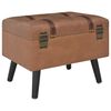 vidaXL Stool Brown Faux leather, Solid wood Medium Stool Rectangular