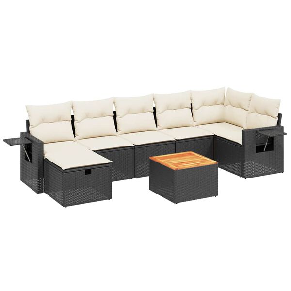 vidaXL Garden Sofa Set Black and Cream White