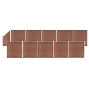 vidaXL WPC Fence Set 10 Square + 1 Slanted 720.5"x73.2" Brown