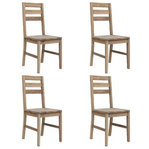vidaXL Dining Chair Set of 4 Brown Solid acacia wood (brushed) Standard