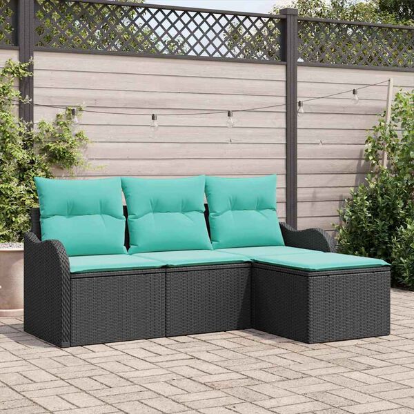 vidaXL Garden Sofa Set Black Poly Rattan