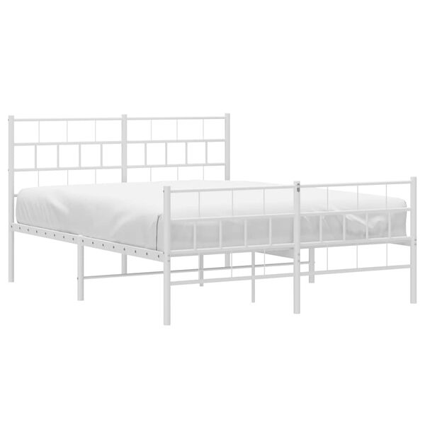 vidaXL Metal Bed Frame White Powder-Coated Steel 53.1x74.8 in Bed Frame