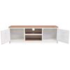 vidaXL TV Stand White and Brown Galvanized Steel and Solid Fir Wood Small