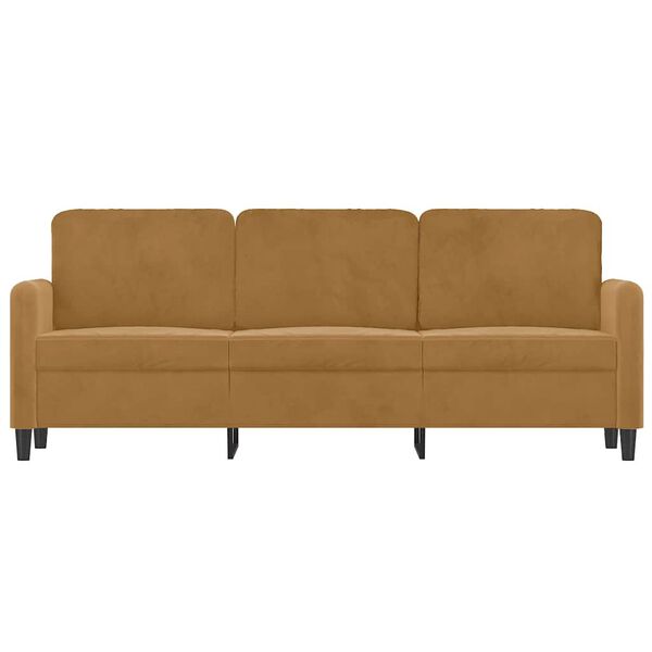 vidaXL 3-seater Sofa Brown Velvet (100% polyester), metal, textilene