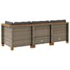 vidaXL Garden Sofa Set of 3 Grey PE Rattan 3-Seater Modular