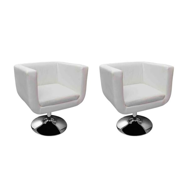 vidaXL Armchairs Set of 2 White Synthetic leather, chrome steel Medium