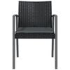 vidaXL Garden Chair Set of 4 Black Poly Rattan, Steel Standard Modern