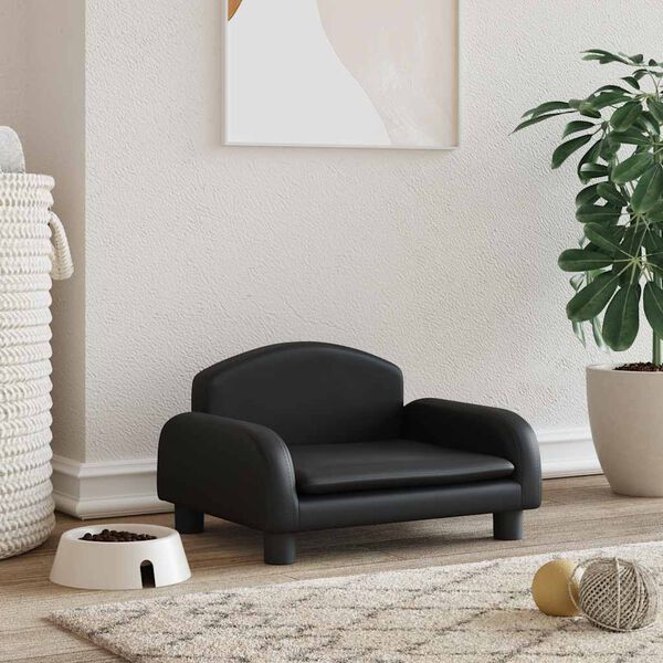 vidaXL Dog Bed Black 50x40 x 11.8 " Faux Leather