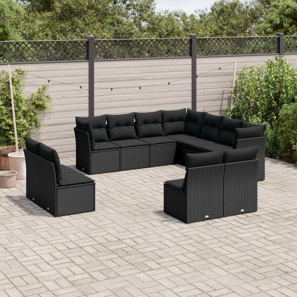 vidaXL Garden Sofa Set Black