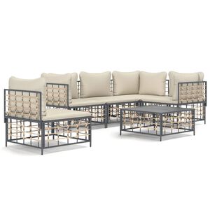 vidaXL Garden Lounge Set Anthracite Poly rattan Medium Seats Many